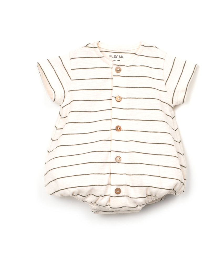 Play Up - Baby Striped Rib Flame Jumpsuit
