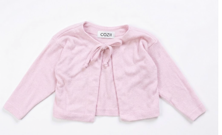 COZII - Long Sleeve Tie Front Cardigan, Baby Pink