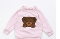 COZII - Long Sleeve Contrast Crew Teddy Bear, Baby Pink