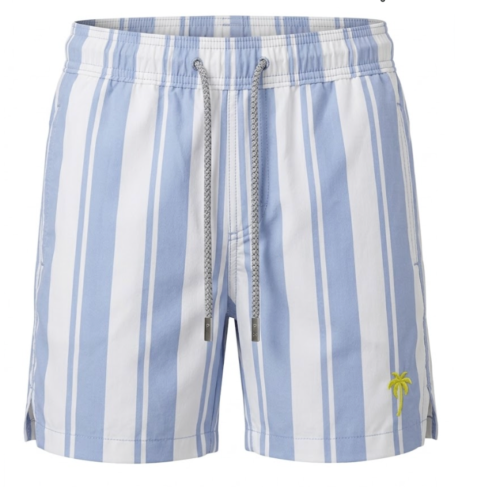 Pier St Barths - Men’s Sky Blue Stripe Swim Shorts
