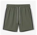 Pier St Barths - Men’s Olive Elastic Striped Bathing Suit