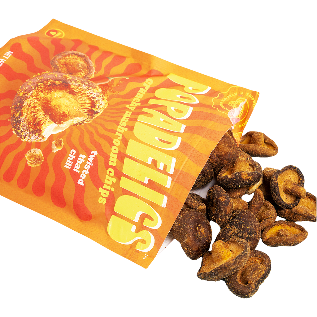 Popadelics Crunchy Mushroom Chips — Variety Pack | All 3 Flavors | 6-Pack
