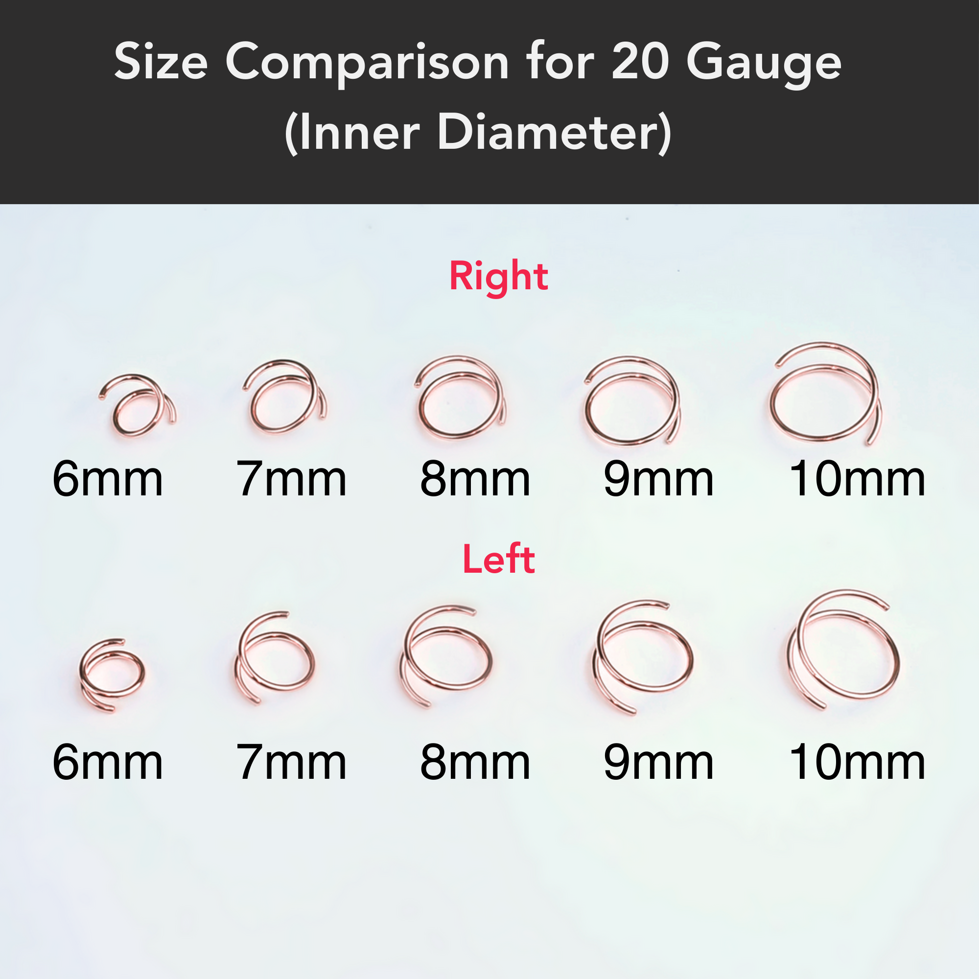 Double Hoop Nose Solid 14k Rose Gold Spiral Nose Ring 20G 8mm Left