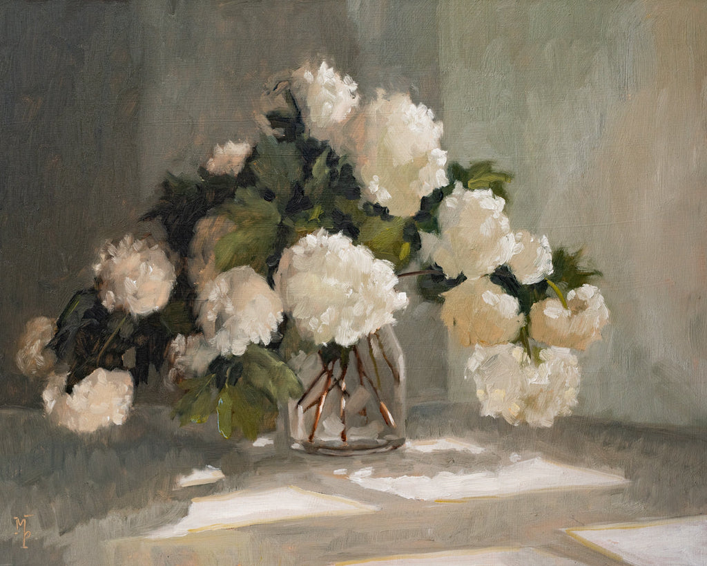 Snowball Viburnum in Glass Vase Print