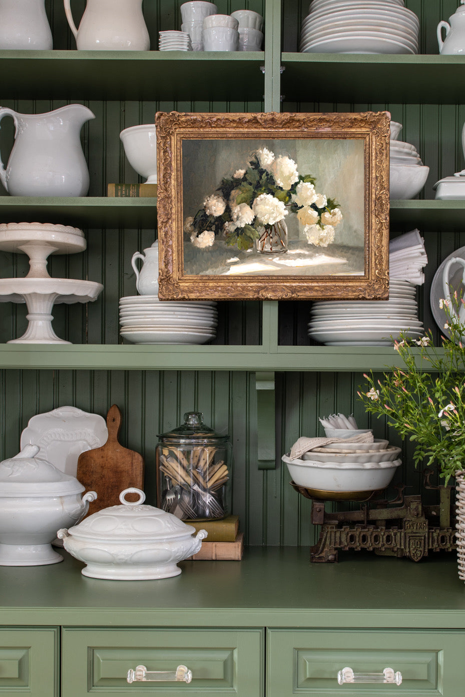 Snowball Viburnum in Glass Vase Print
