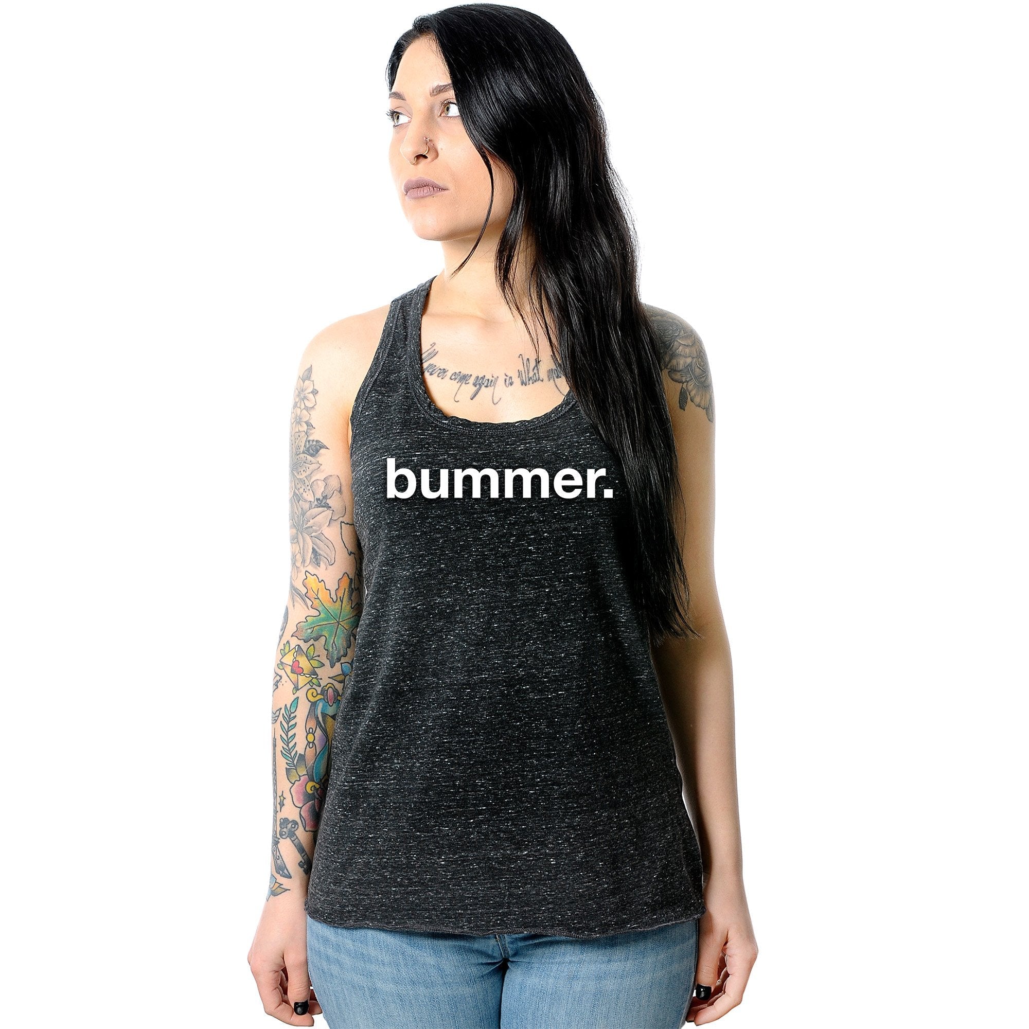 Bummer Black Gray Cosmic Twist Back Tank Top