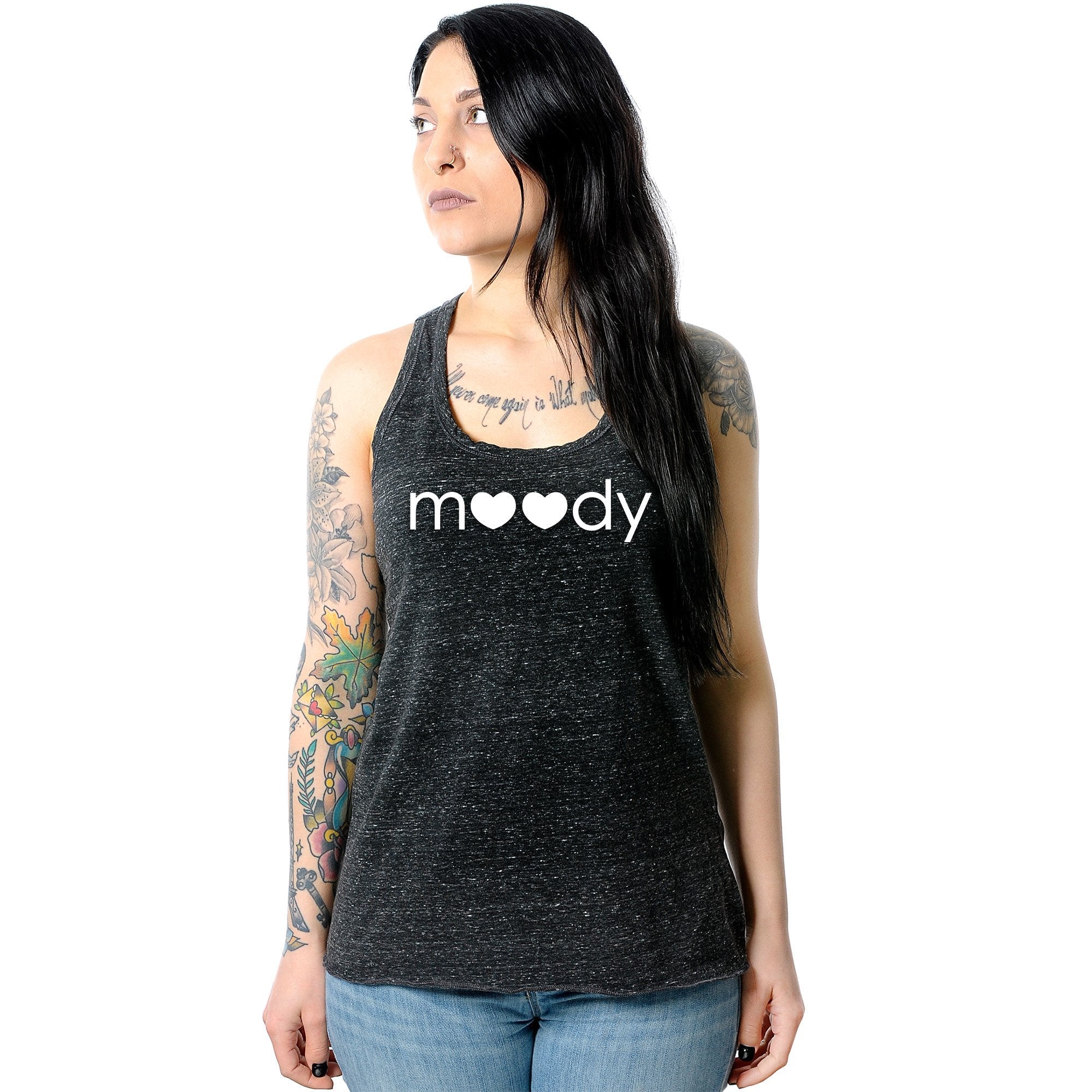 Moody Black Gray Cosmic Twist Back Tank Top