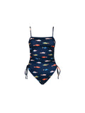 Ruched Square Neck One Piece in Harbor
