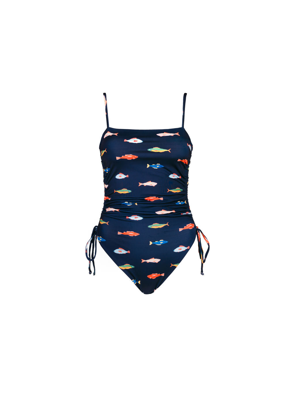 Ruched Square Neck One Piece in Harbor