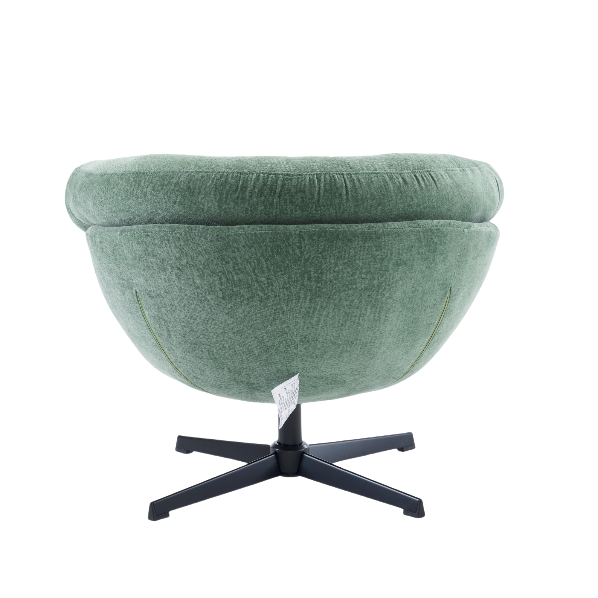 Modern Chenille Office Chair, 360° Swivel Club Chair/Accent Chair with Removable Cushion, Round Office Chair, Black Metal Base, Cotton Material, Living Room, Bedroom, Reading Corner, Office (Green)