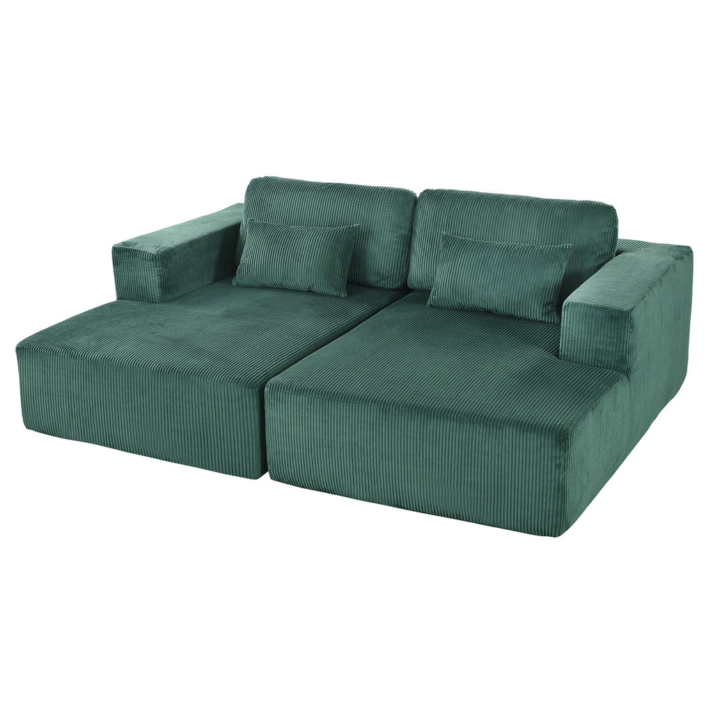 U_Style Corduroy Double Sofa Bed with 2 Pillows, Perfect for Living Rooms, Apartments, Offices