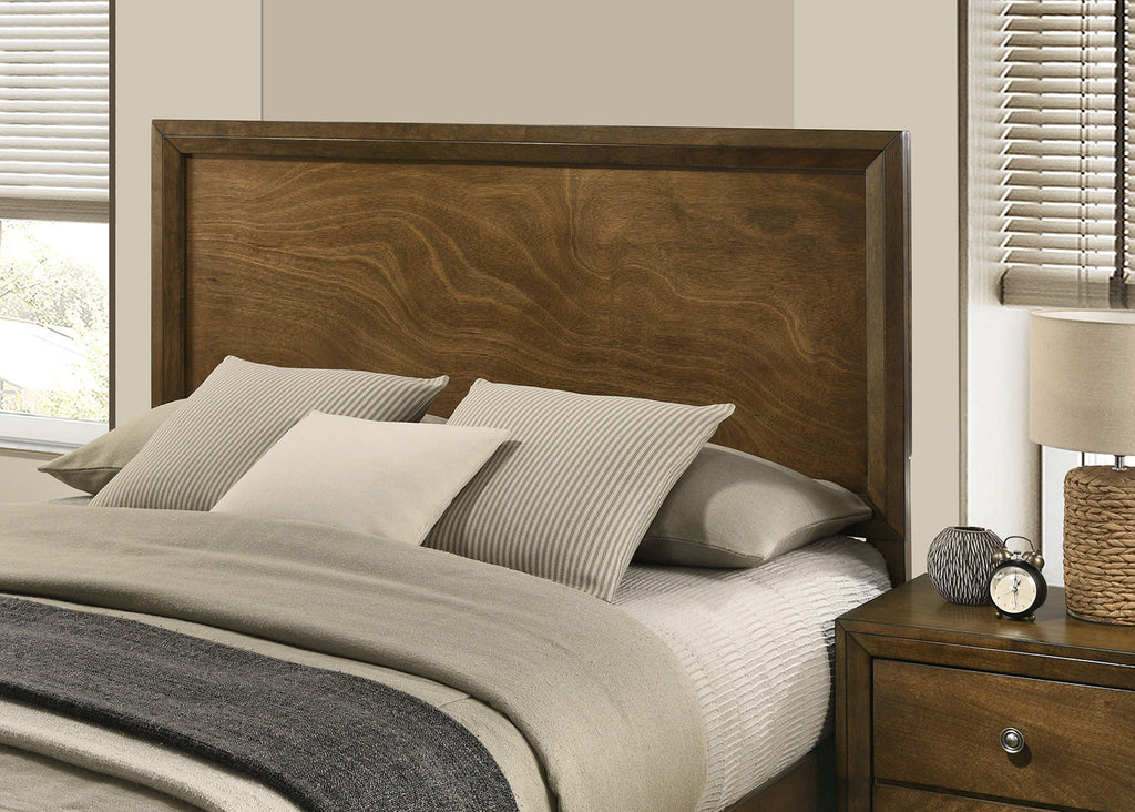 Walnut Color Transitional Style Full Size Bed 2x Nightstands 3pc Set Bedroom Furniture Metal Knobs