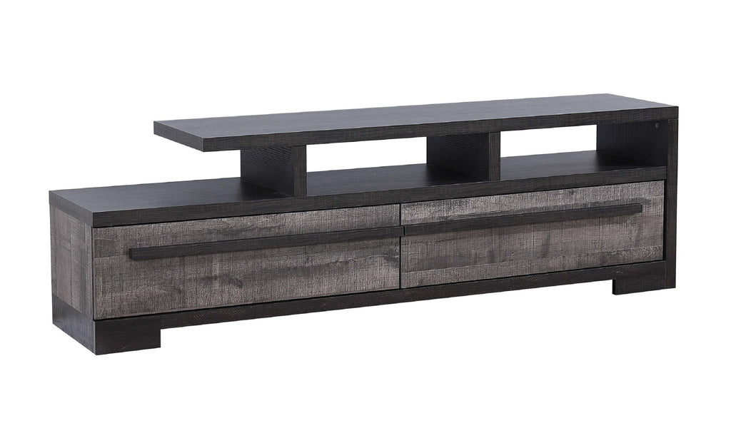 1pc Entertainment Console Modern Design Black Grey Wood Finish Open Shelf Two Spacious Drawers TV Stand