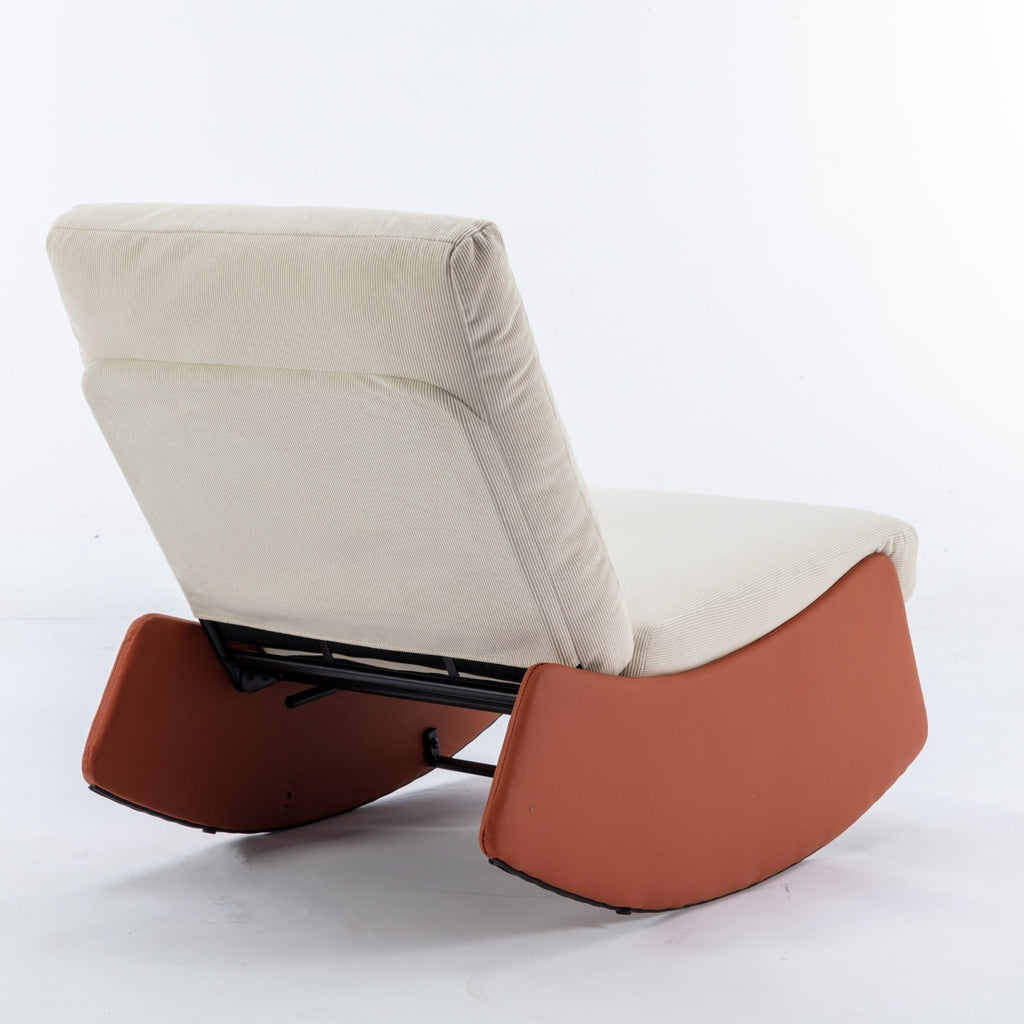 Modern Rocking Chair Recliner, Comfy Rocker Nursery Chair with Footrest, Accent Reading Chair, Upholstered Lounge Chair for Relaxing, Resting,Soft Padded Rocker  for Indoor Living Room Bedroom,Orange