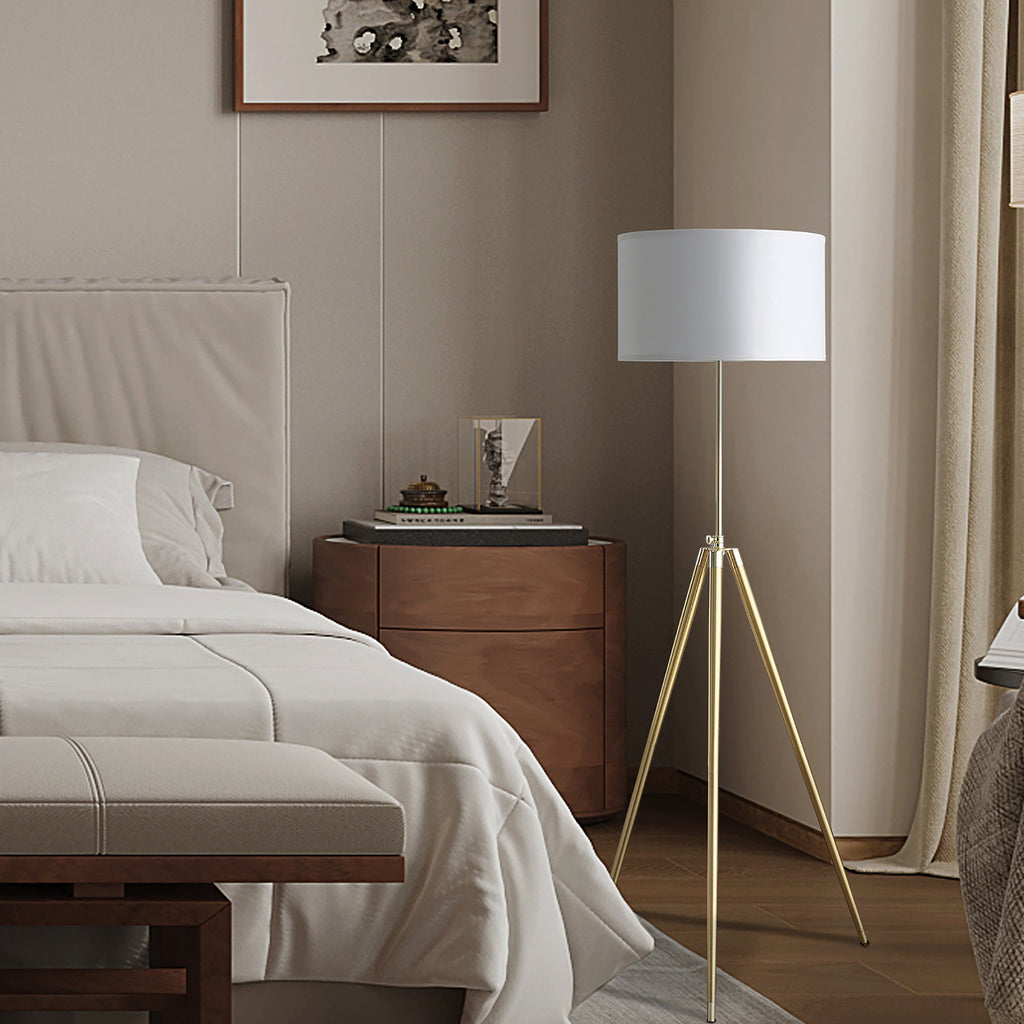 64' - 47'H Adjustable Height Brass/Shiny Gold Modern Tripod Floor Lamp for Living Room, Standing Lamp for Bedroom