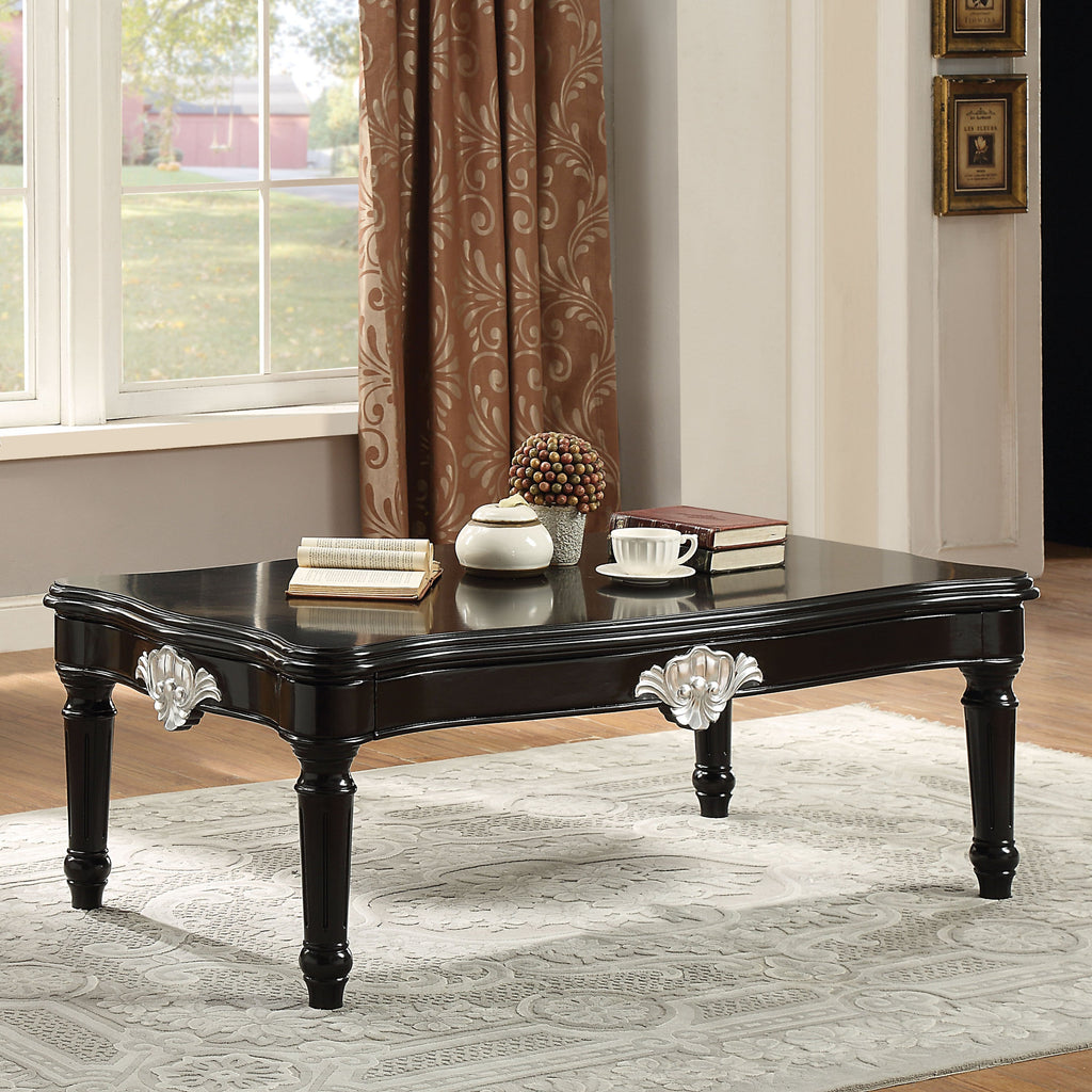 Black Coffee Table with Turned Legs
