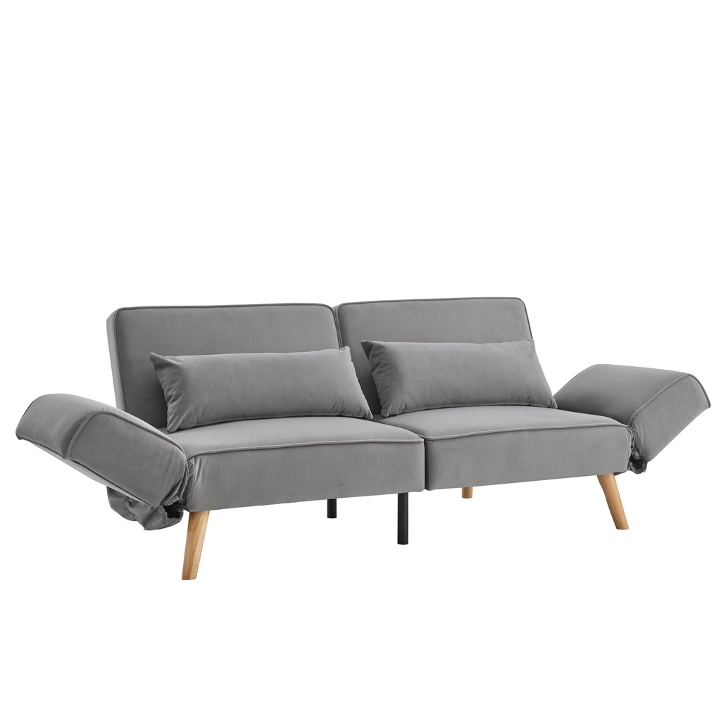 72.8'' Futon Sofa Bed, Sleeper Sofa, Small Couch with Adjustable Armrests, Adjustable Recliner Sleeper Sofa Bed for Living Room, Bedroom, Apartment, Gray