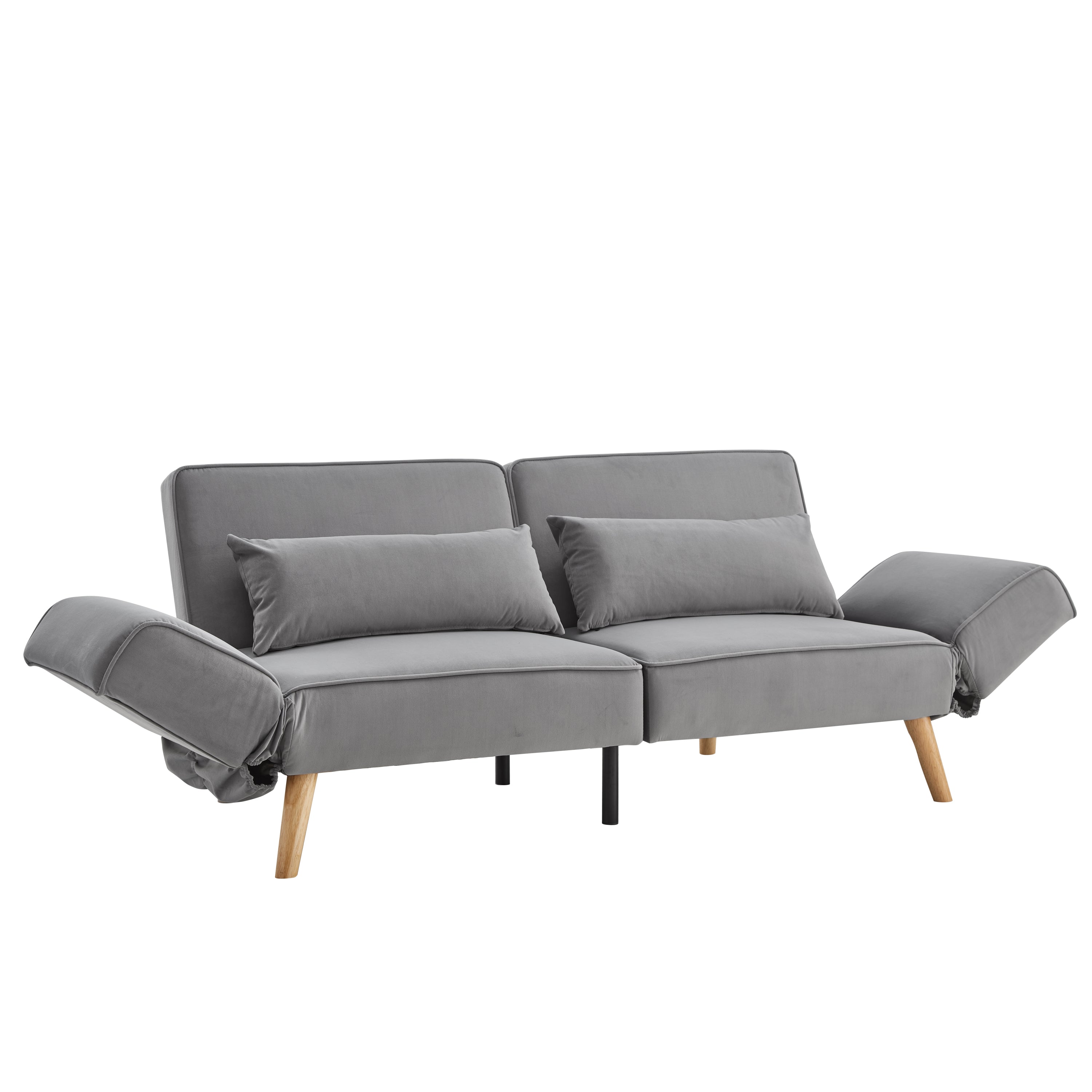 72.8'' Futon Sofa Bed, Sleeper Sofa, Small Couch with Adjustable Armrests, Adjustable Recliner Sleeper Sofa Bed for Living Room, Bedroom, Apartment, Gray