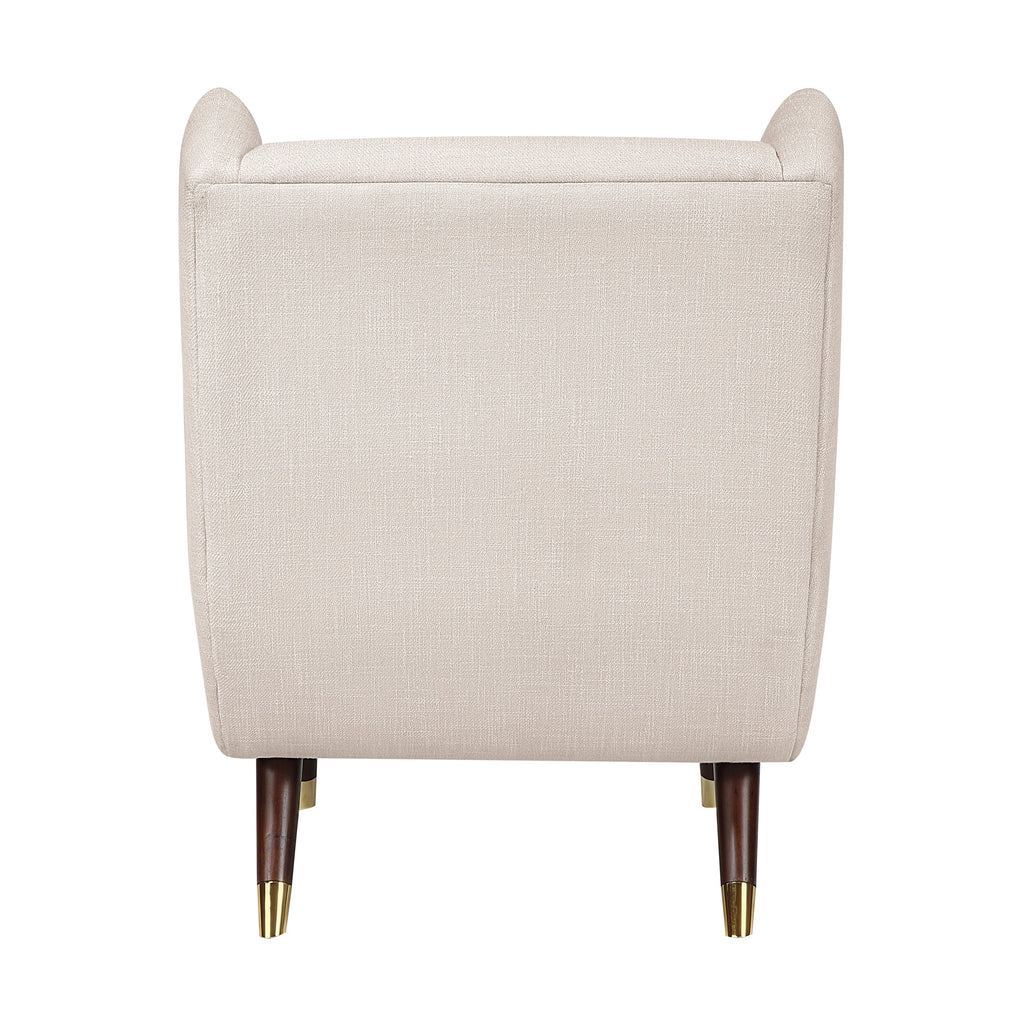 Modern Wingback Upholstered Beige Accent Chair 1pc Solid Wood Sleek Design Luxury Furniture