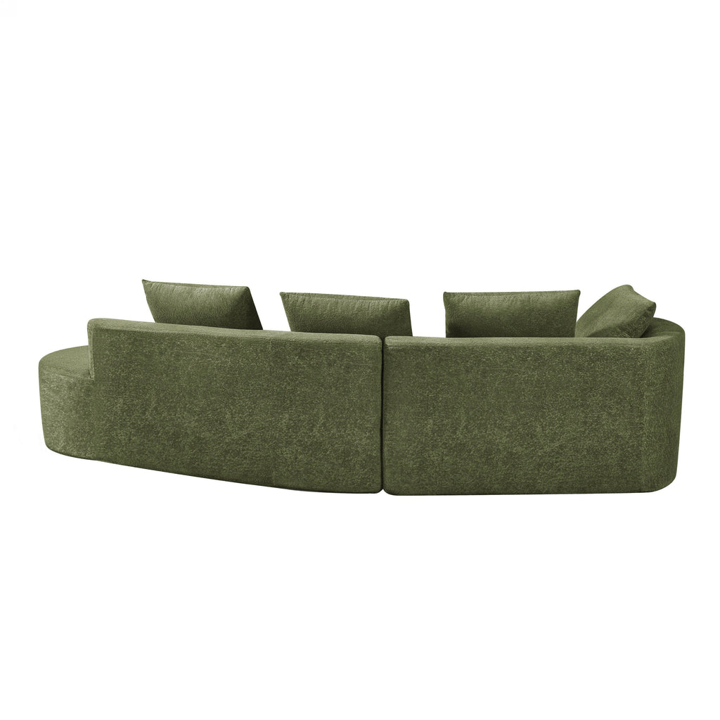 116' Modern Curved Sectional Sofa with High-Density Fully Compressed Sponge and Chaise Lounge, Pearl Upholstery, 2-Piece Set, Fully Assembled Right Hand Facing, Perfect for Living Room, Lounge
