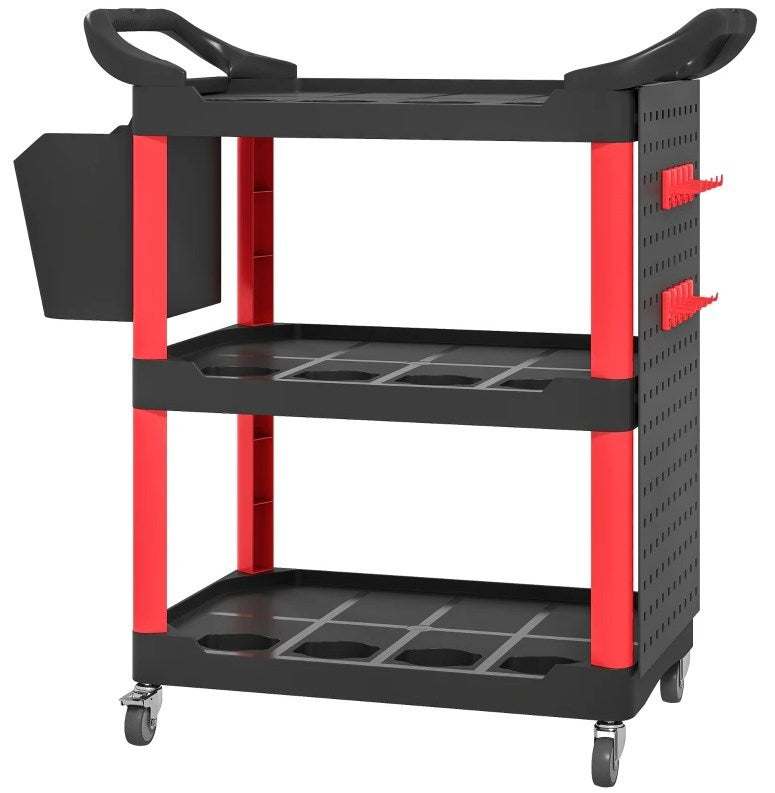 200 LBS Capacity Plastic Utility Cart with Side Shelf and Storage Bucket,Rolling Tool Cart