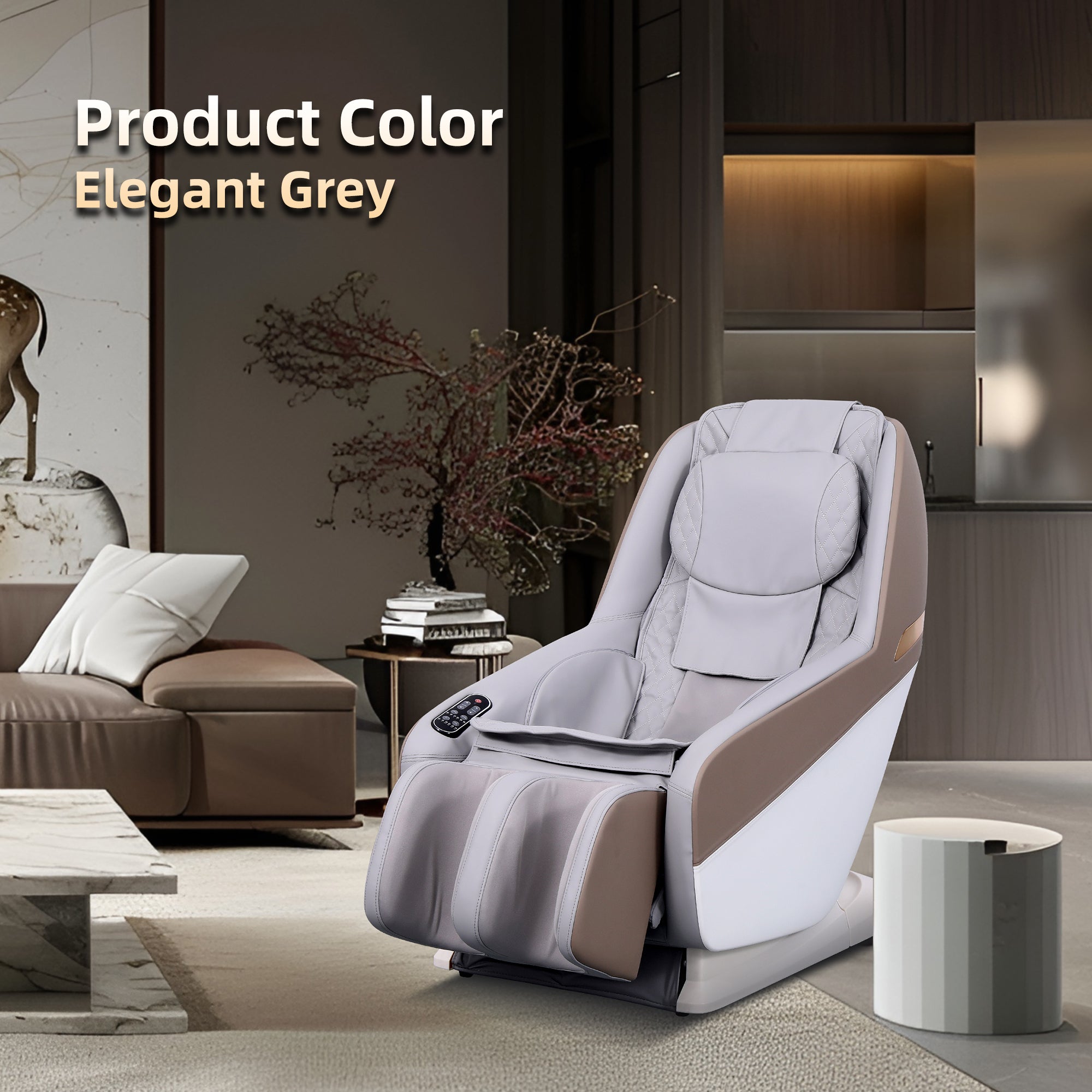 Full Body Grey Massage Chair with Auto Modes, Zero Gravity Shiatsu Massage Chair, Airbag Massage, ABS+Steel Frame, 47.6 x 24.0 x 28.5 inches