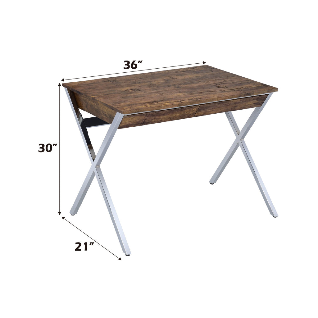 Callers Weathered Oak & Chrome Finish Writing Desk
