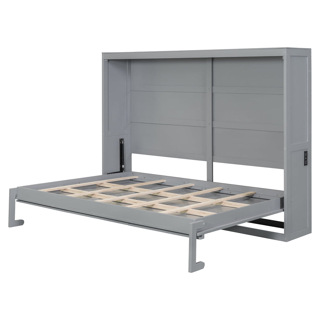 Full Size Murphy Bed Wall Bed,Gray