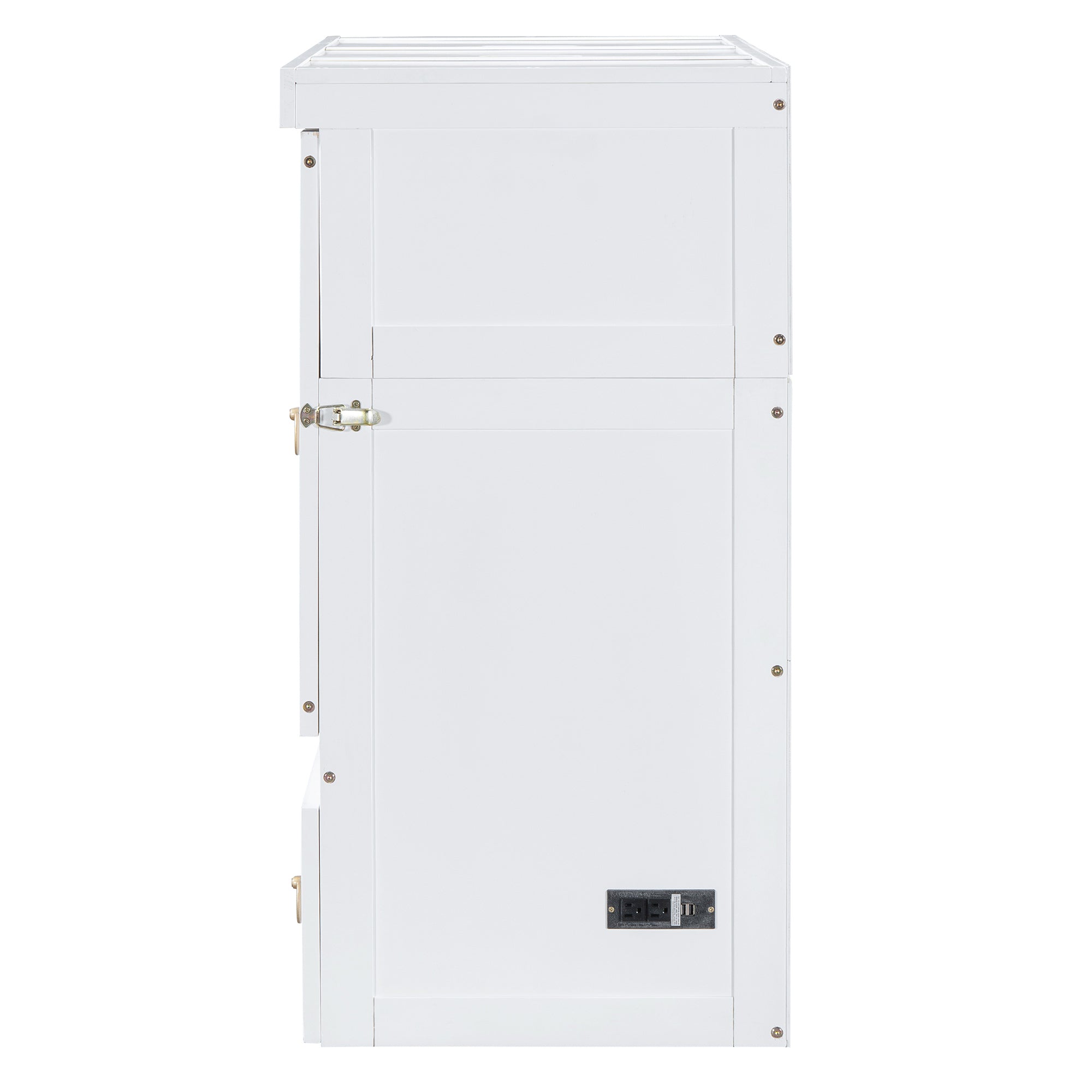 Full Size Murphy Bed with USB Port and a Large Drawer, White