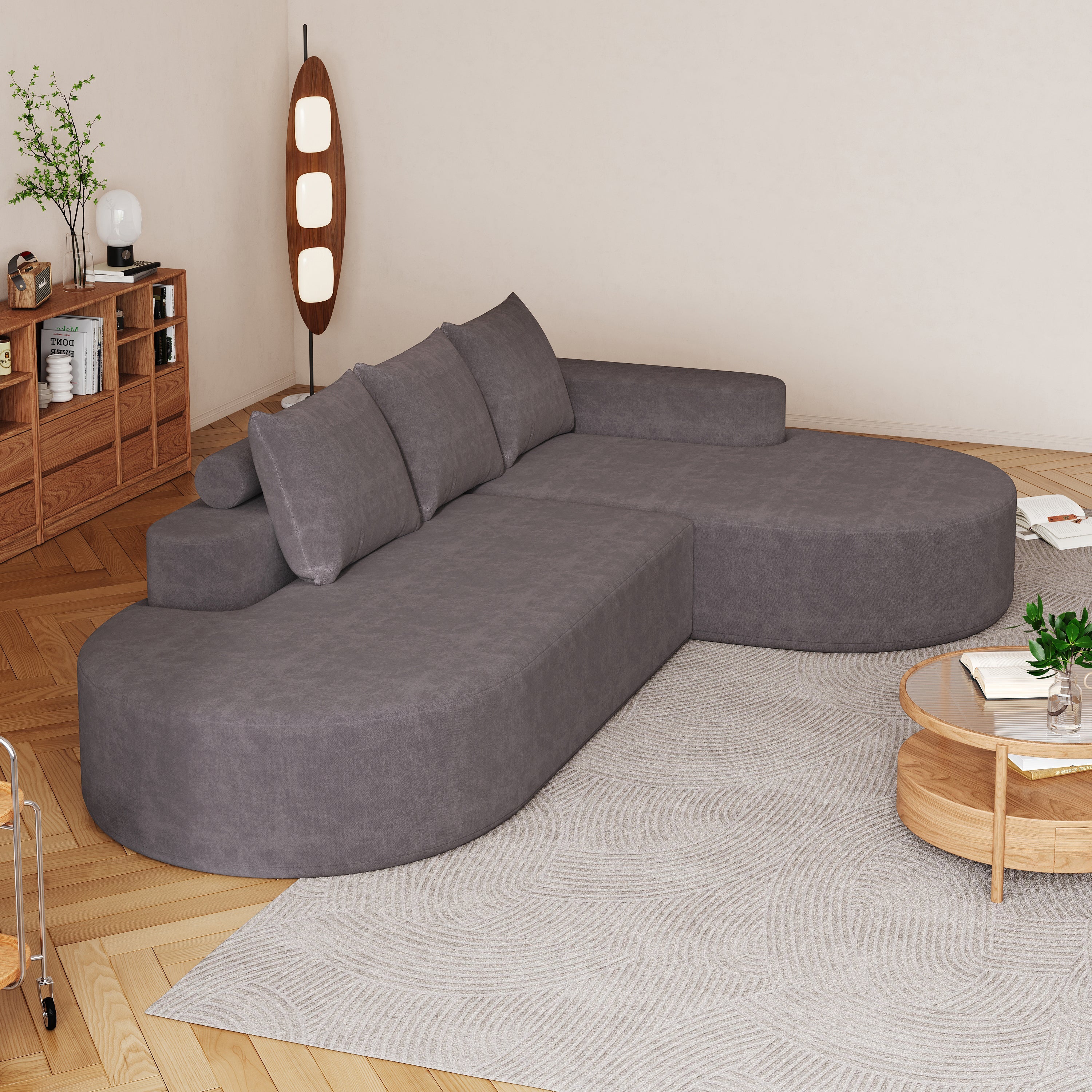 Modern Curved sofa ,Chenille Upholstered Sectional Sofa Couch Set,Modular 108.5' L Shaped Sectional Living Room Sofa Set With 3 Pillows,Free Combination Sofa Couch for Living Room,Bedroom