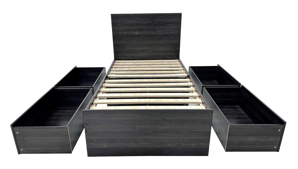 Robin Twin Storage Bed with 1 Nightstand in Dark Gray