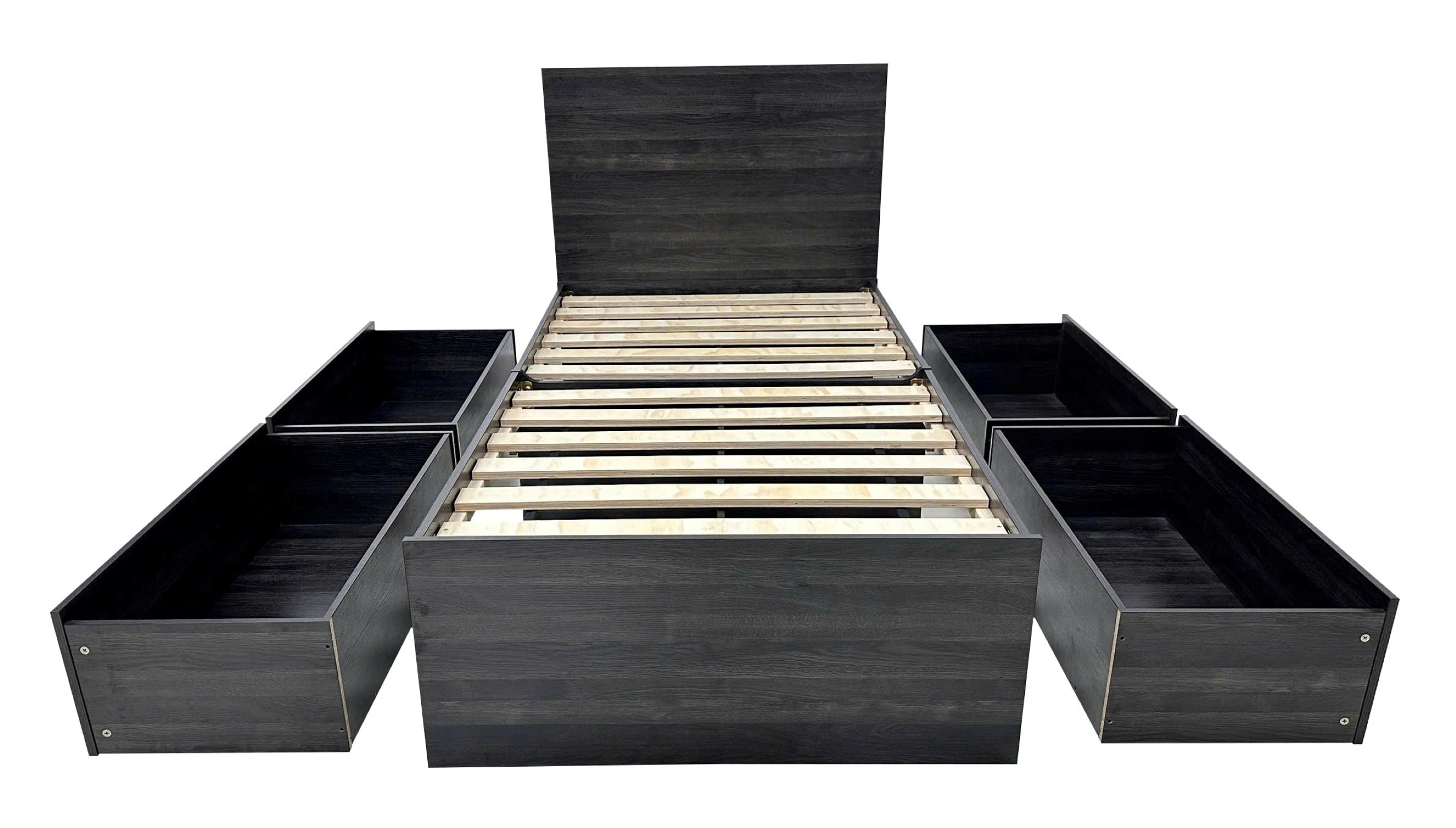 Robin Twin Storage Bed with 1 Nightstand in Dark Gray