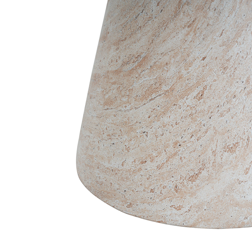 Outdoor/Indoor Lightweight Concrete Side Table, Travertine Finish, Beige, 20.5 x 17.75 Inches