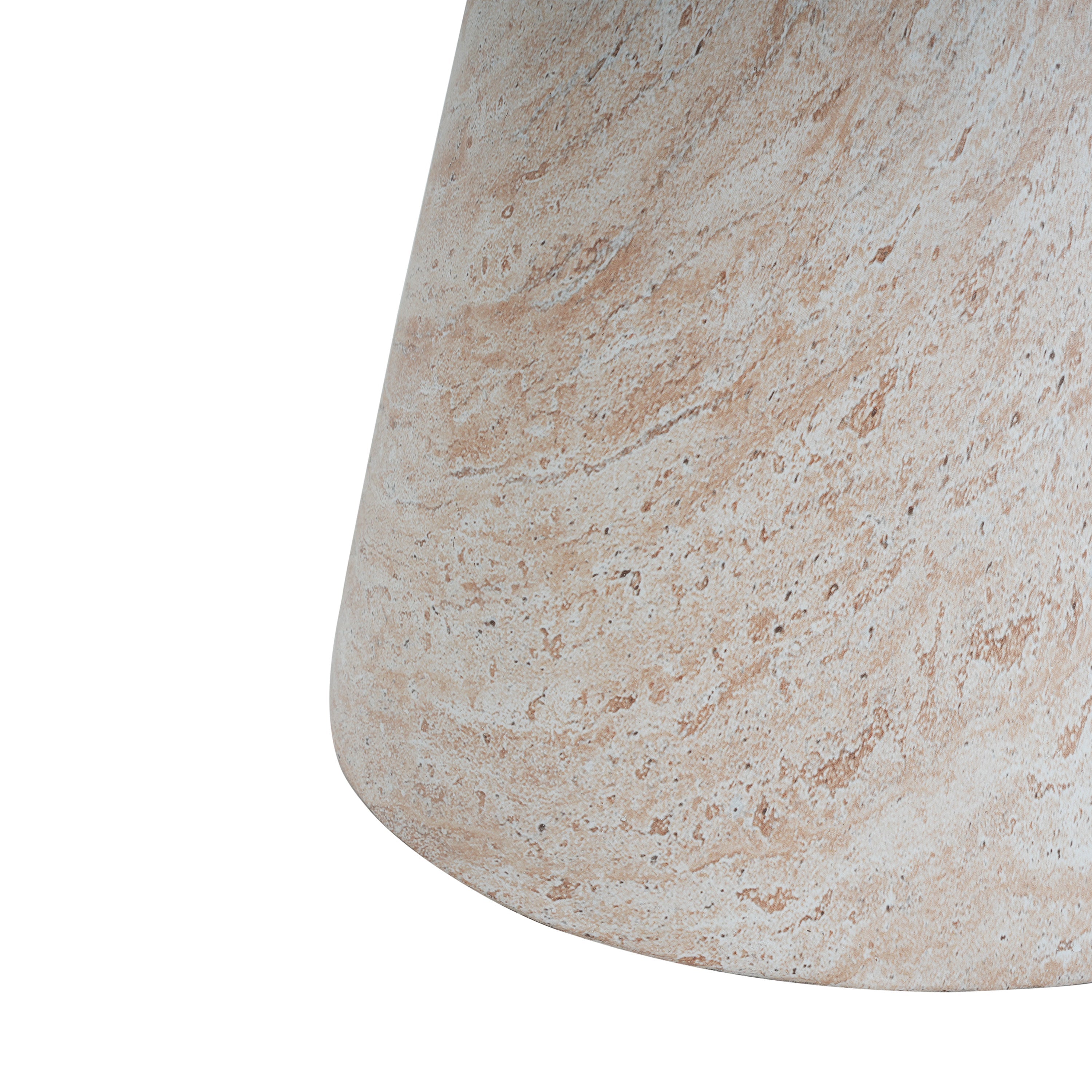 Outdoor/Indoor Lightweight Concrete Side Table, Travertine Finish, Beige, 20.5 x 17.75 Inches