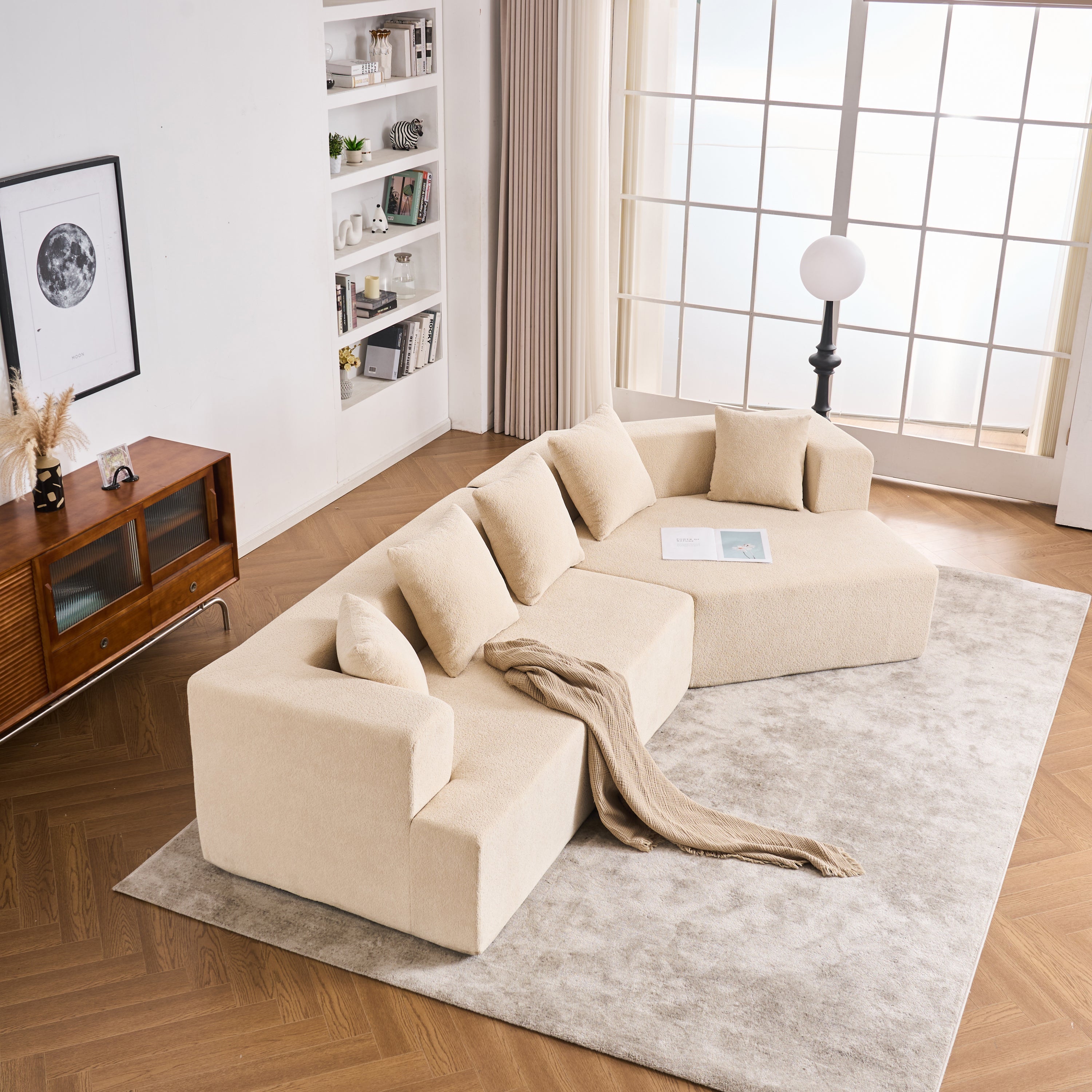 Memory Foam Couch, No Installation & Easy to Transport, Deep Seat Modern Sofa with Chenille Fabric, Couch for Living Room, Bedroom, Apartment, Home Office