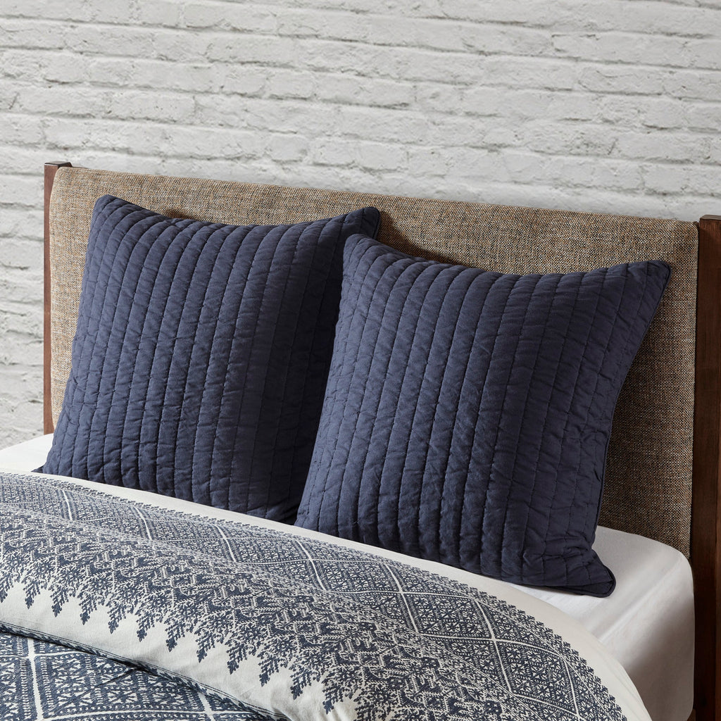 Cotton Quilted Euro Sham Navy Euro Sham