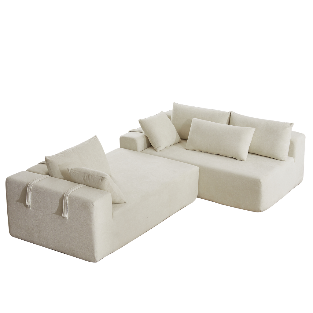 Modern Chenille Upholstered Sectional Sofa Couch Set,Modular 108' L Shaped Sectional Living Room Sofa Set With 6 Pillows,Free Combination Sofa Couch for Living Room,Bedroom(Right Chaise)