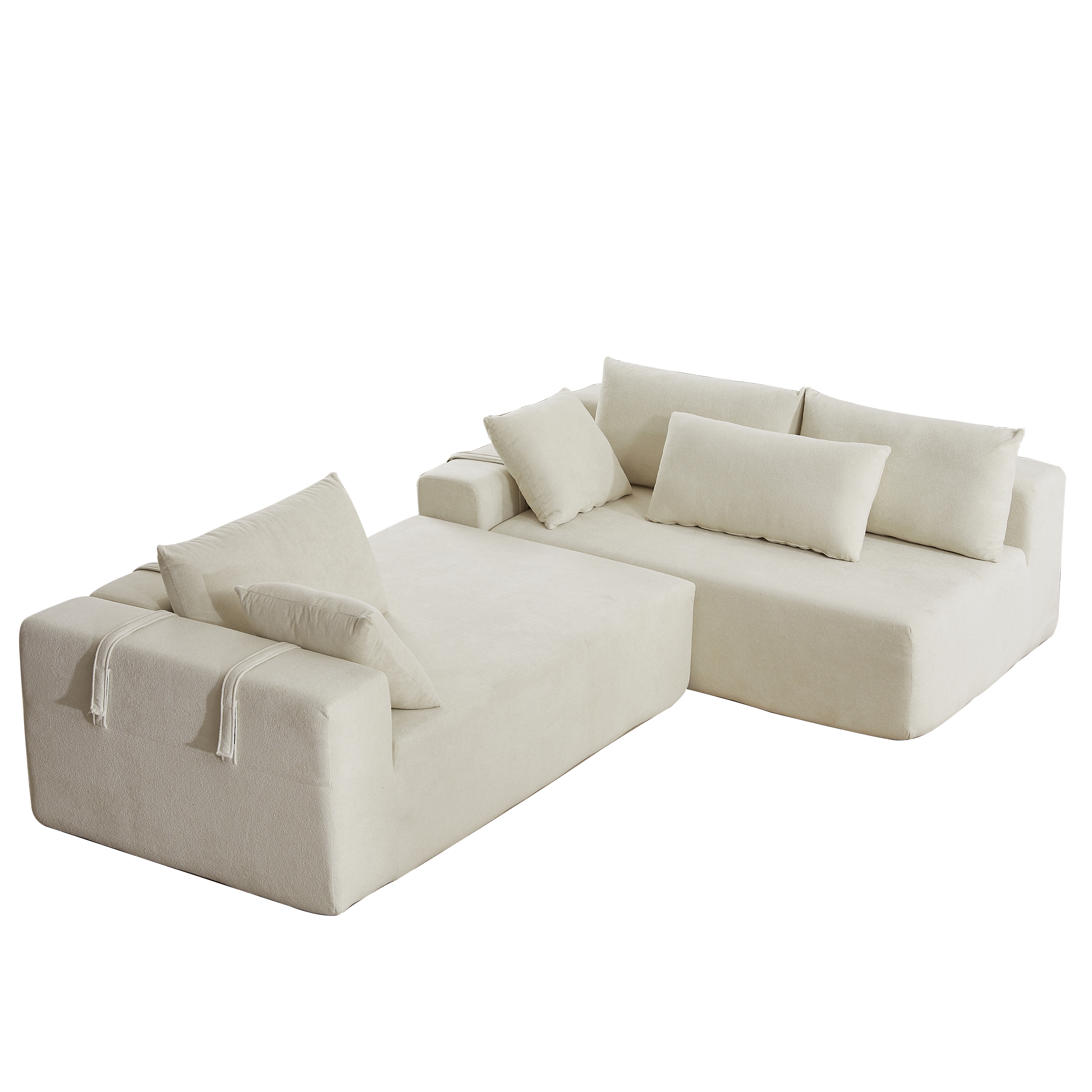 Modern Chenille Upholstered Sectional Sofa Couch Set,Modular 108' L Shaped Sectional Living Room Sofa Set With 6 Pillows,Free Combination Sofa Couch for Living Room,Bedroom(Right Chaise)