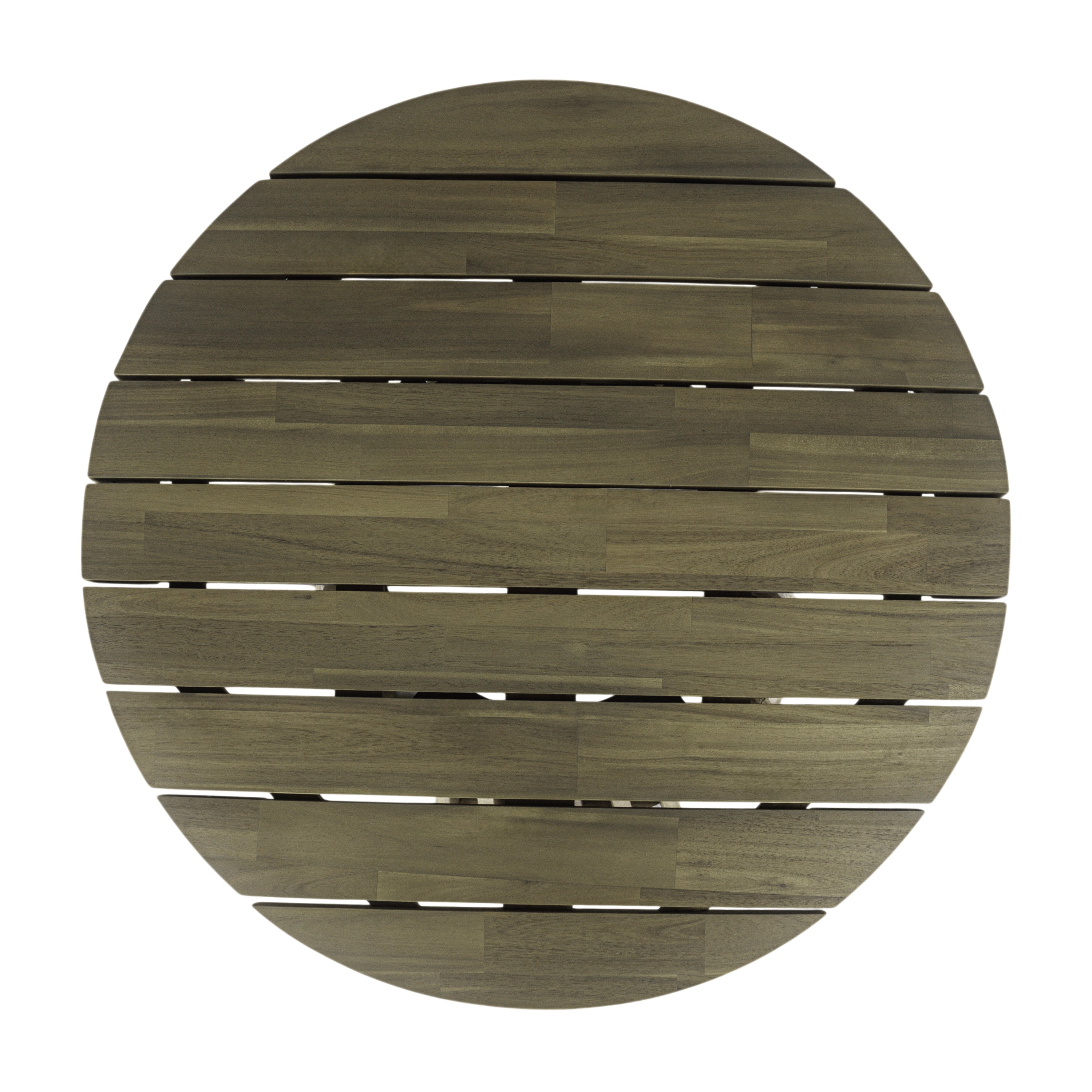 Outdoor Acacia Wood Patio Coffee Table, Round Coffee Table for Backyard, Lawn, Balcony,Grey Finish