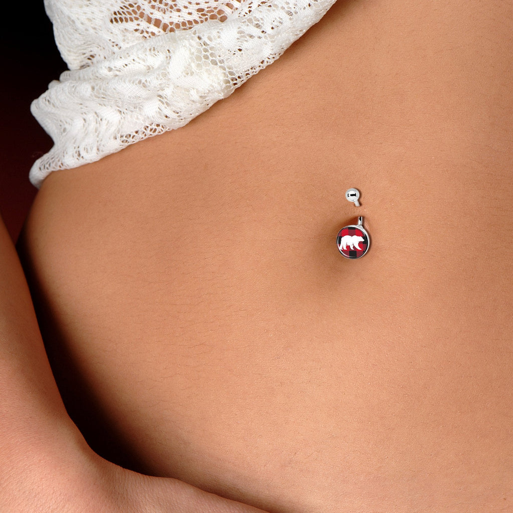 Red Black Plaid Polar Bear Belly Ring
