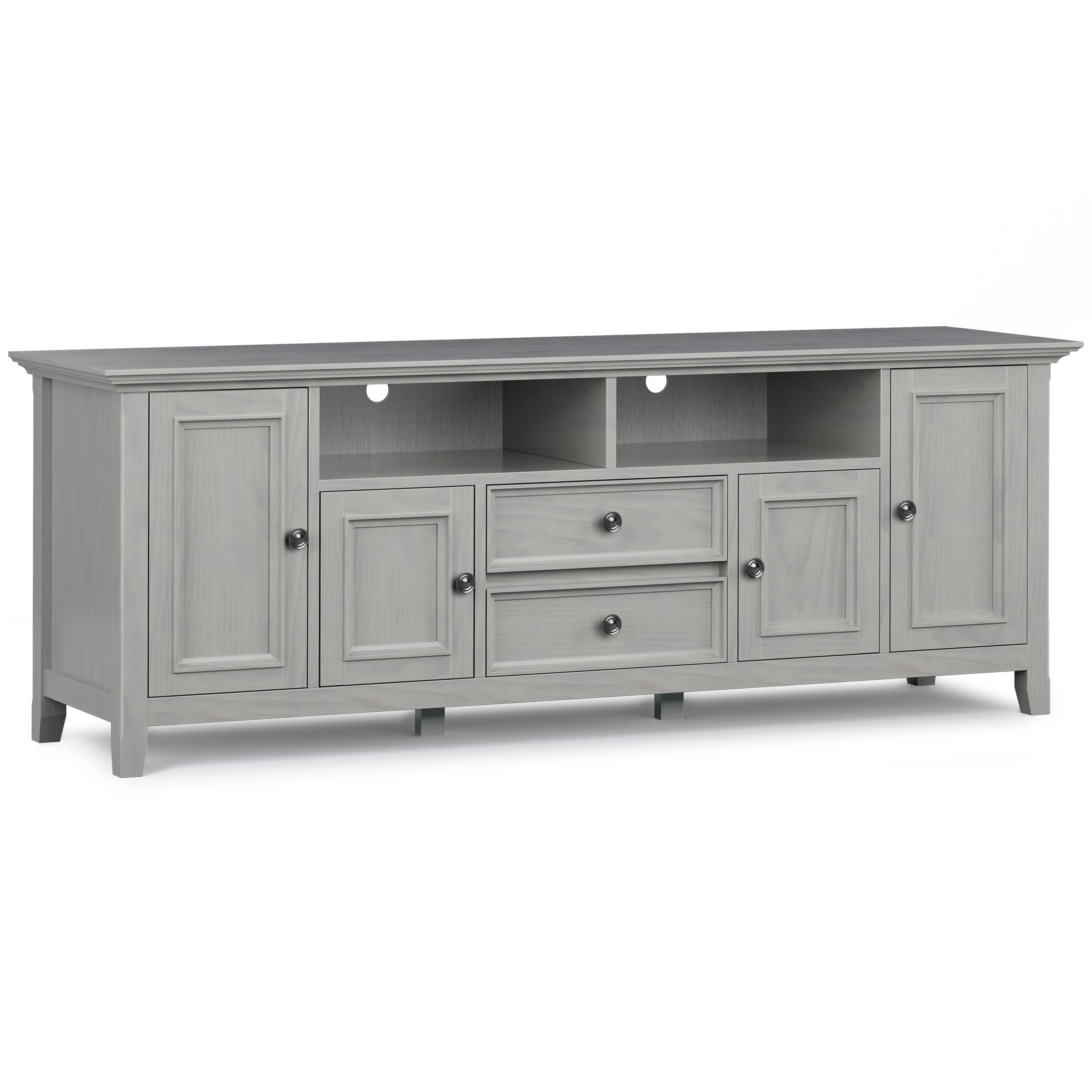 Amherst 72 inch Solid Wood TV Media Stand in Fog Grey