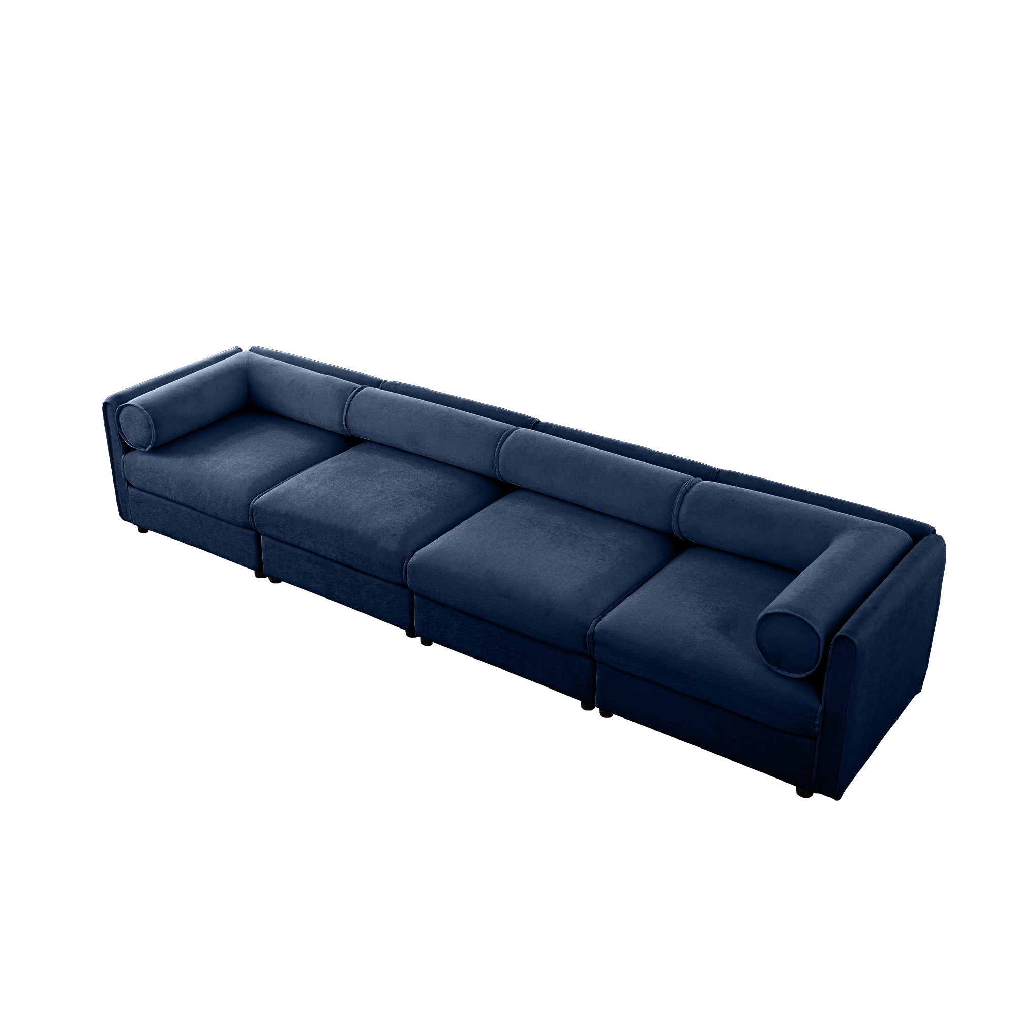Modular Sectional Sofa with Storage, Cylindrical Backrest and Armrests Deep Comfortable Seating,Durable and Supportive for Living Room,4 Seat Sofa,Blue