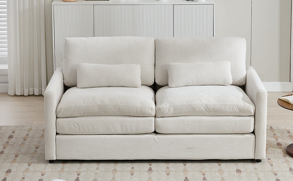 68.1' Cozy Upholstered Loveseat Sofa Oversized Comfy Comfy Cloud Sofa Double Cushion Loveseat Sofa Plush Cushion Sofa Couch for Living Room, Beige