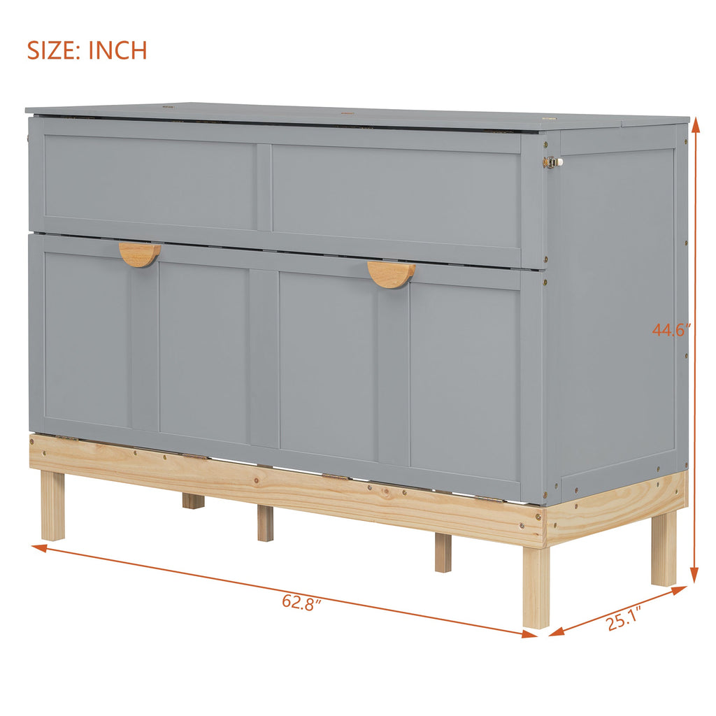Queen Size Murphy Bed, Gray