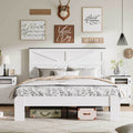 King Bed Frame Headboard , Wood Platform Bed Frame , Noise Free,No Box Spring Needed and Easy Assembly Tool,Large Under Bed Storage,White