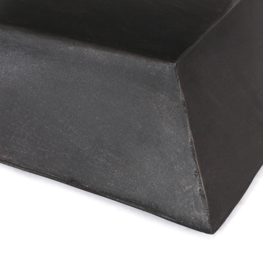 Modern Outdoor Lightweight Concrete Side Table with Geometric Design in Copper