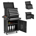 Tool Chest, 5-Drawer Rolling Tool Storage Cabinet with Detachable Top Tool Box, Liner, Universal Lockable Wheels, Adjustable Shelf, Locking Mechanism, Metal Tool Cart for Garage Workshop