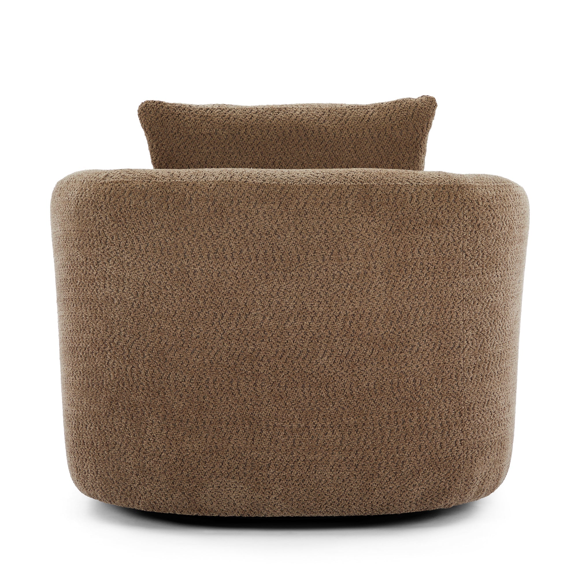 Chenille Upholstered 360° Swivel Chair with Throw Pillow, Dark Brown, 38.2' Accent Chair Sofa for Living Room and Office