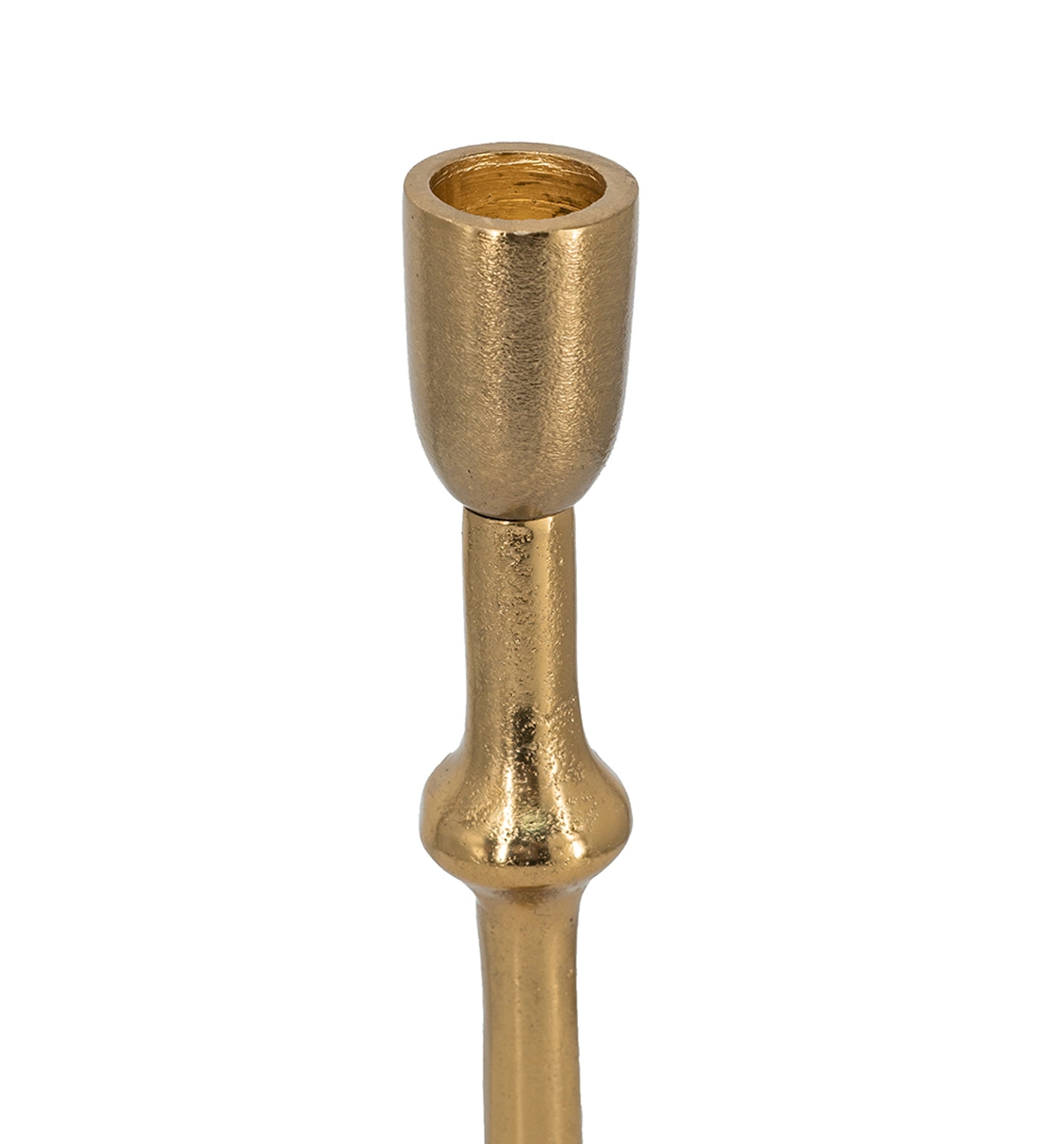D5.5x23.5' Slender Aluminum Taper Candle Holder with Bead Accents, Bronze