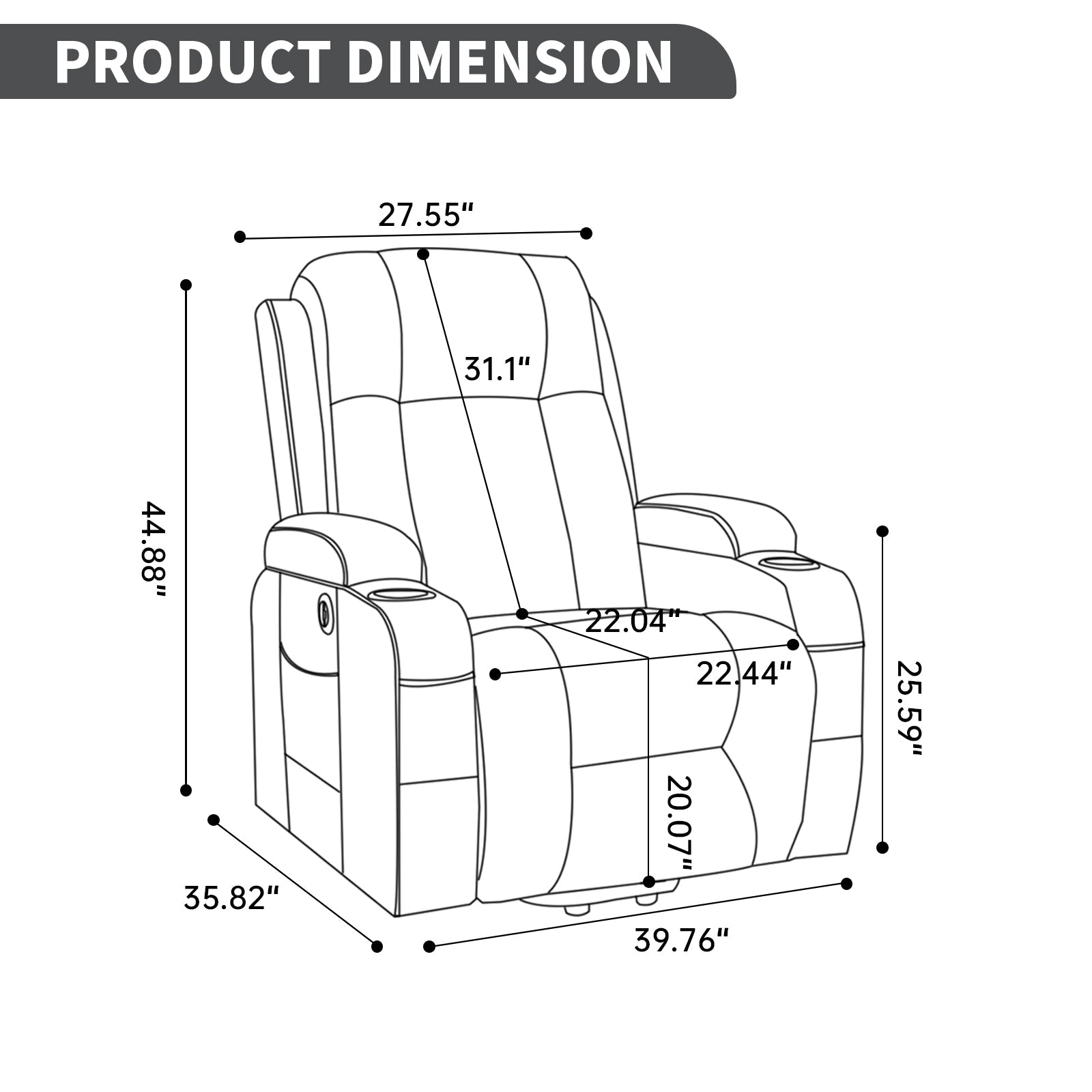 Beige PU Infinite Position Up to 350 LBS Power Lift Recliner Chair for Elderly, Heavy Duty Motion Mechanism with 8-Point Vibration Massage and Lumbar Heating, USB Charging Port, Cup Holders